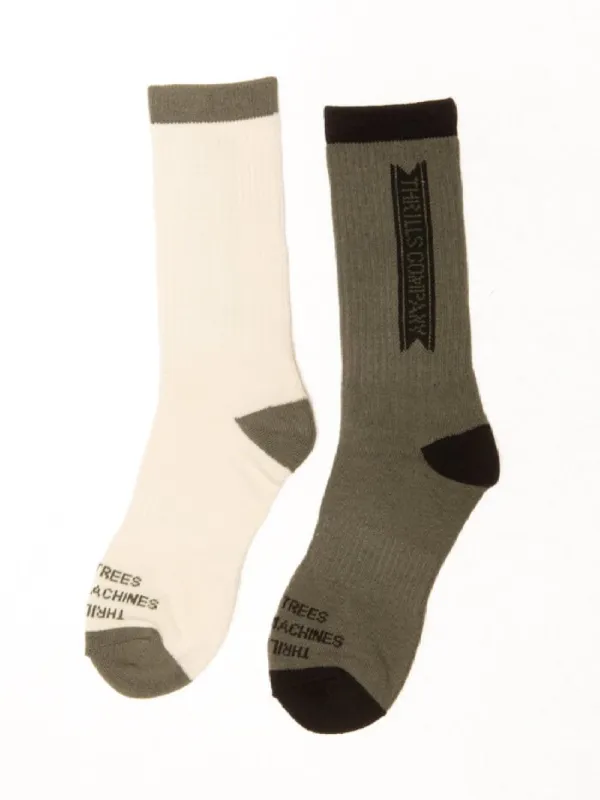 Paradise Brigade 2 Pack Sock - Army Green / Unbleached sold by Thrills