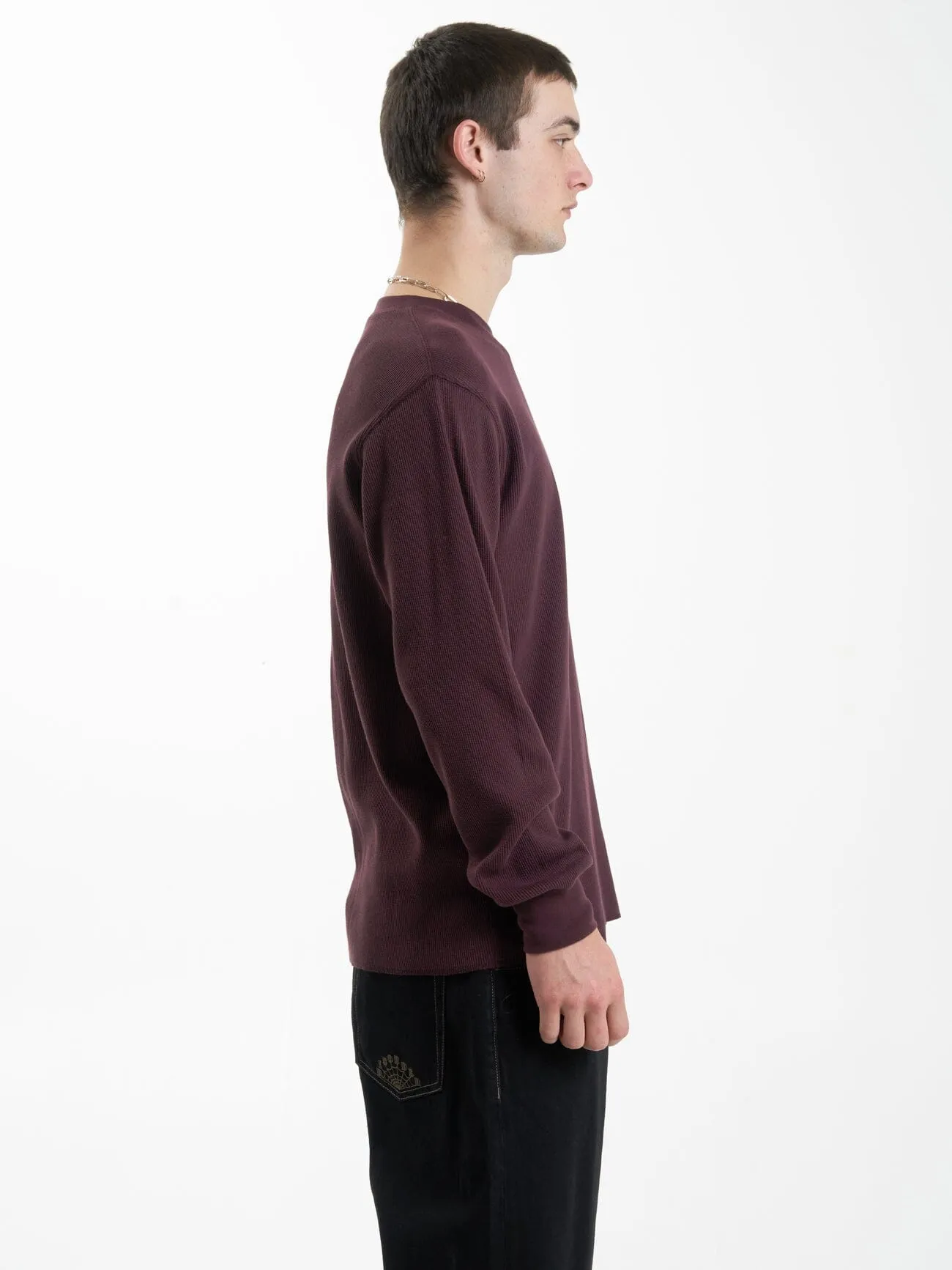 Thrills Union Waffle Long Sleeve - Wine sold by Thrills product image thumbnail 4