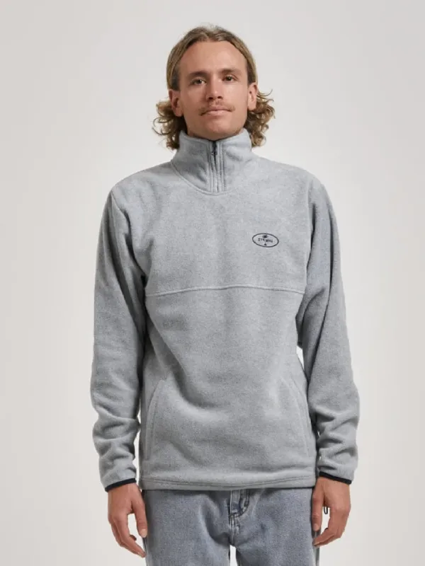 In A State Of Relaxation Quarter Zip Polar Fleece - Grey Marle sold by Thrills