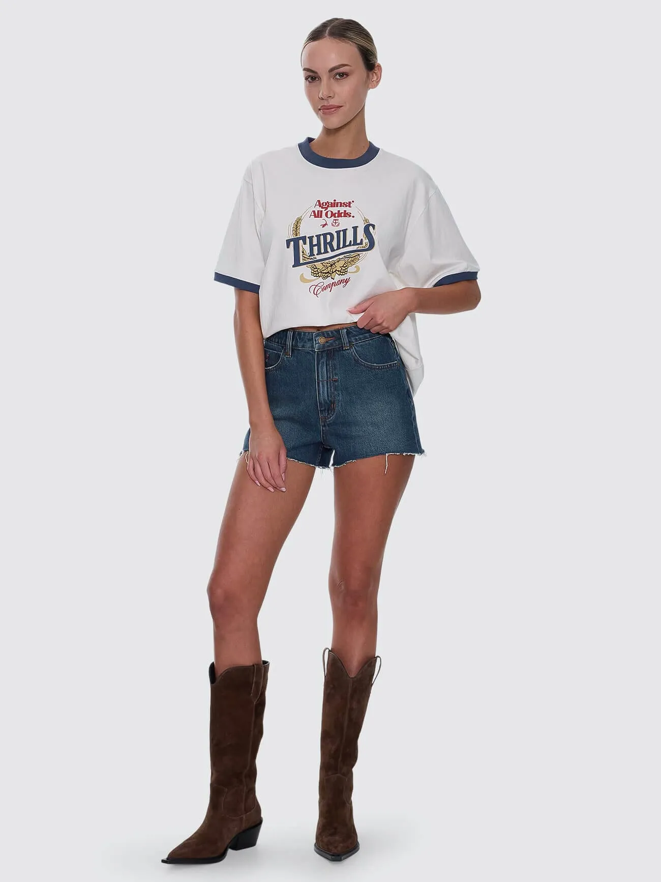 Sadie High Rise Micro Short - Teal Blue sold by Thrills