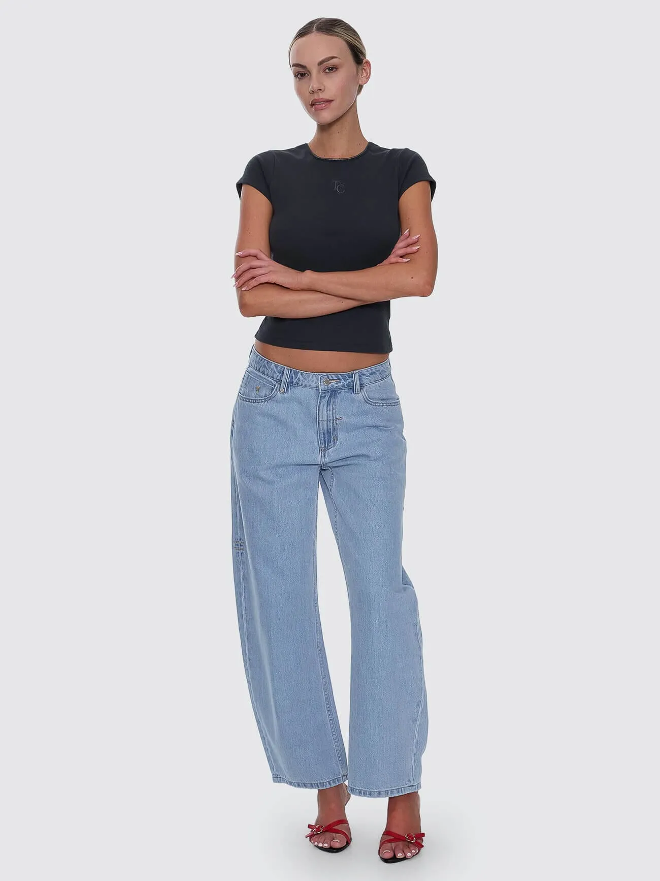 Sloane Low Rise Barrel Jean - Ageless Blue sold by Thrills