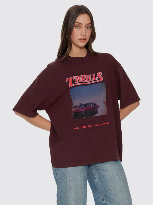 Full Throttle Oversized Tee - Bitter Chocolate made by Thrills