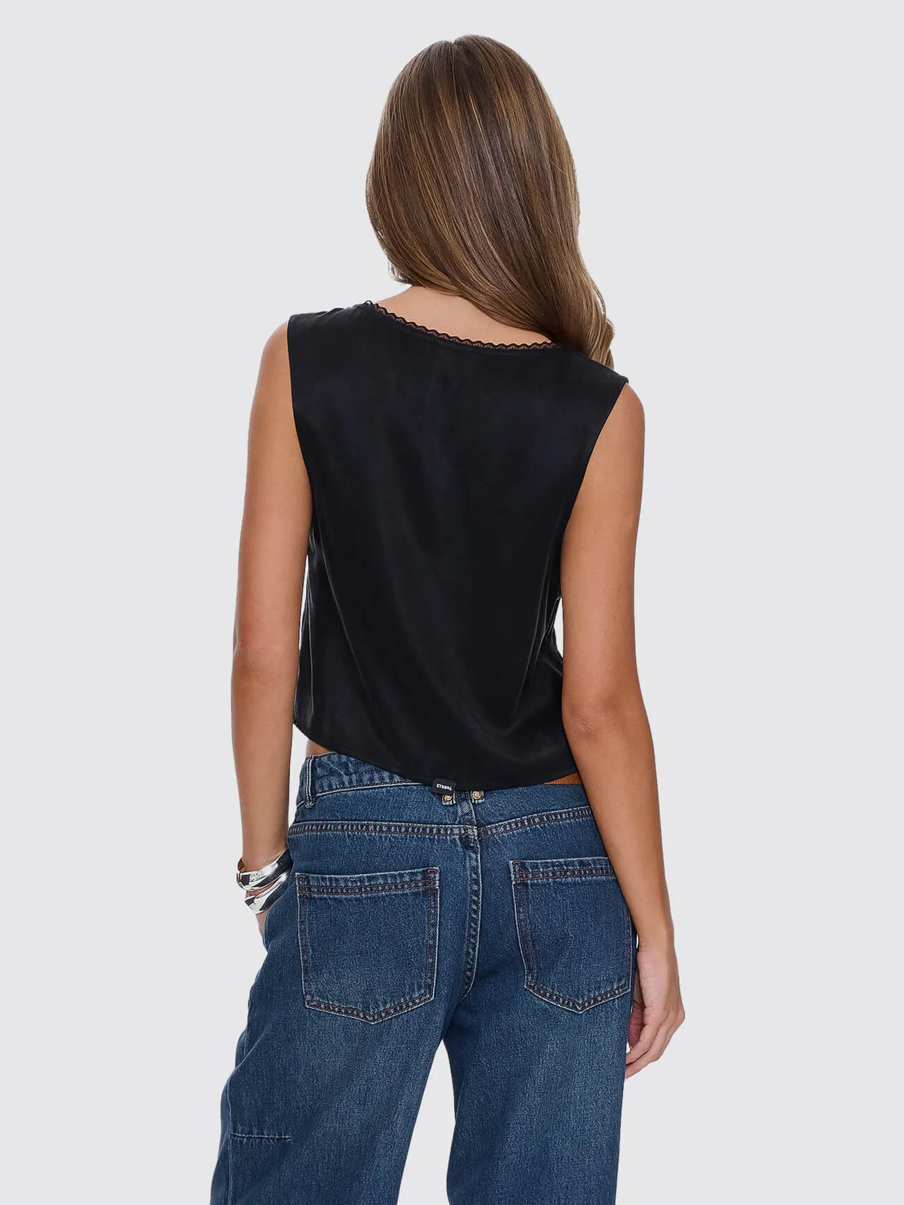 Saige Tie Front Top - Black sold by Thrills product image thumbnail 3
