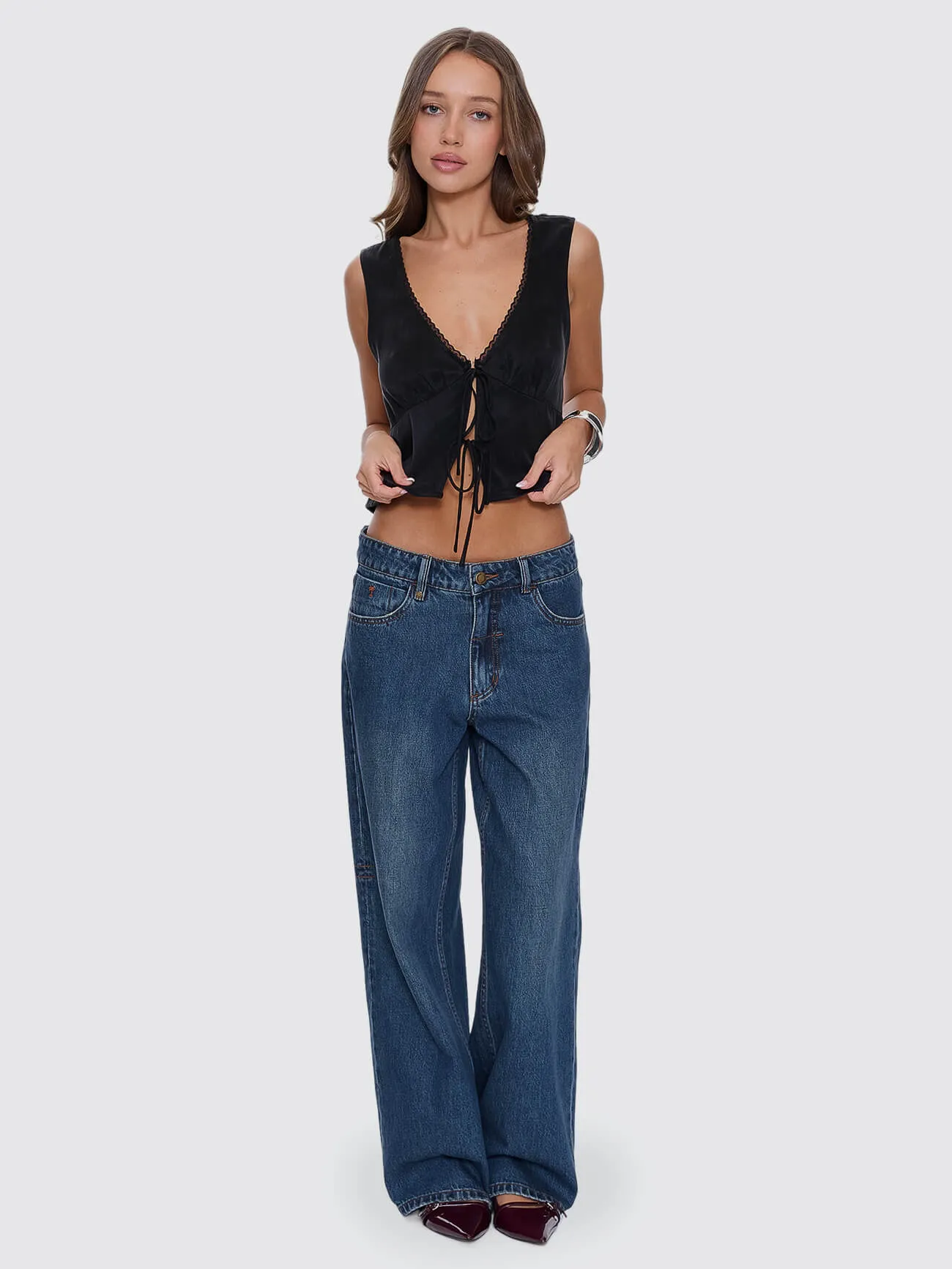 Saige Tie Front Top - Black sold by Thrills product image thumbnail 5