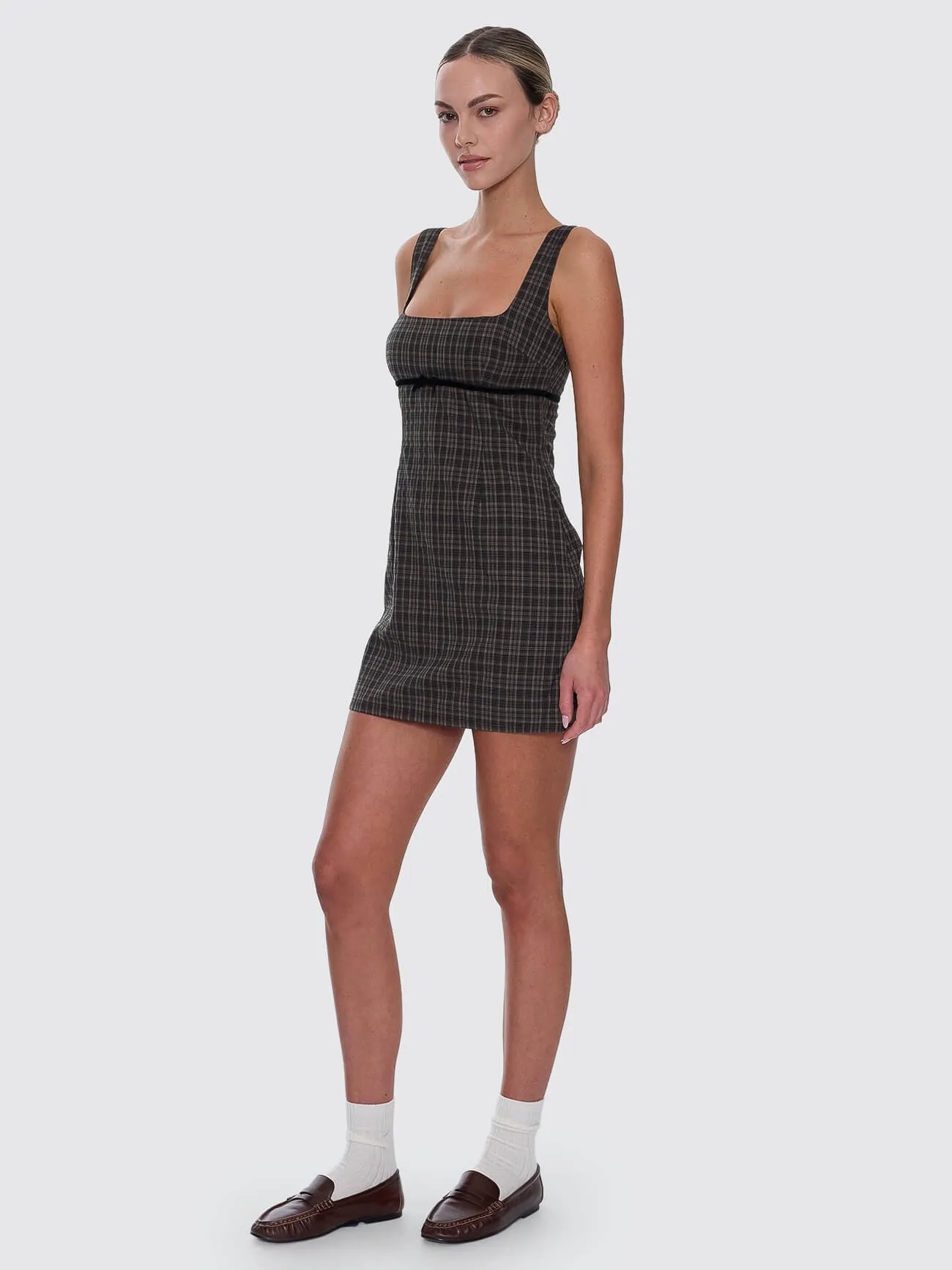 Devyn Check Mini Dress - Tarmac sold by Thrills product image thumbnail 4