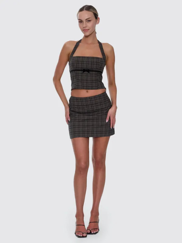 Devyn Check Mini Skirt - Tarmac made by Thrills