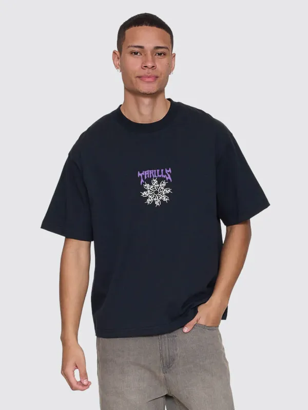 Stagger Box Fit Oversize Cropped Tee - Washed Black sold by Thrills