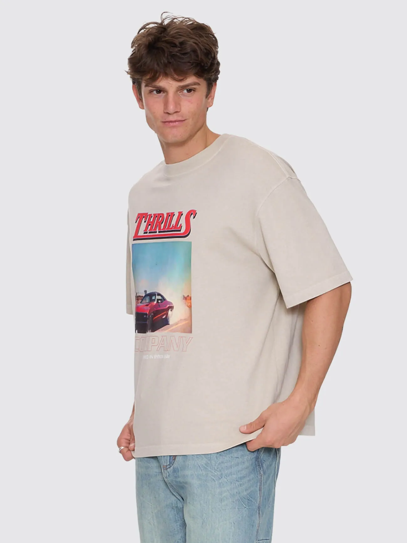 Skerrt Box Fit Oversize Cropped Tee - Oatmeal sold by Thrills product image thumbnail 4