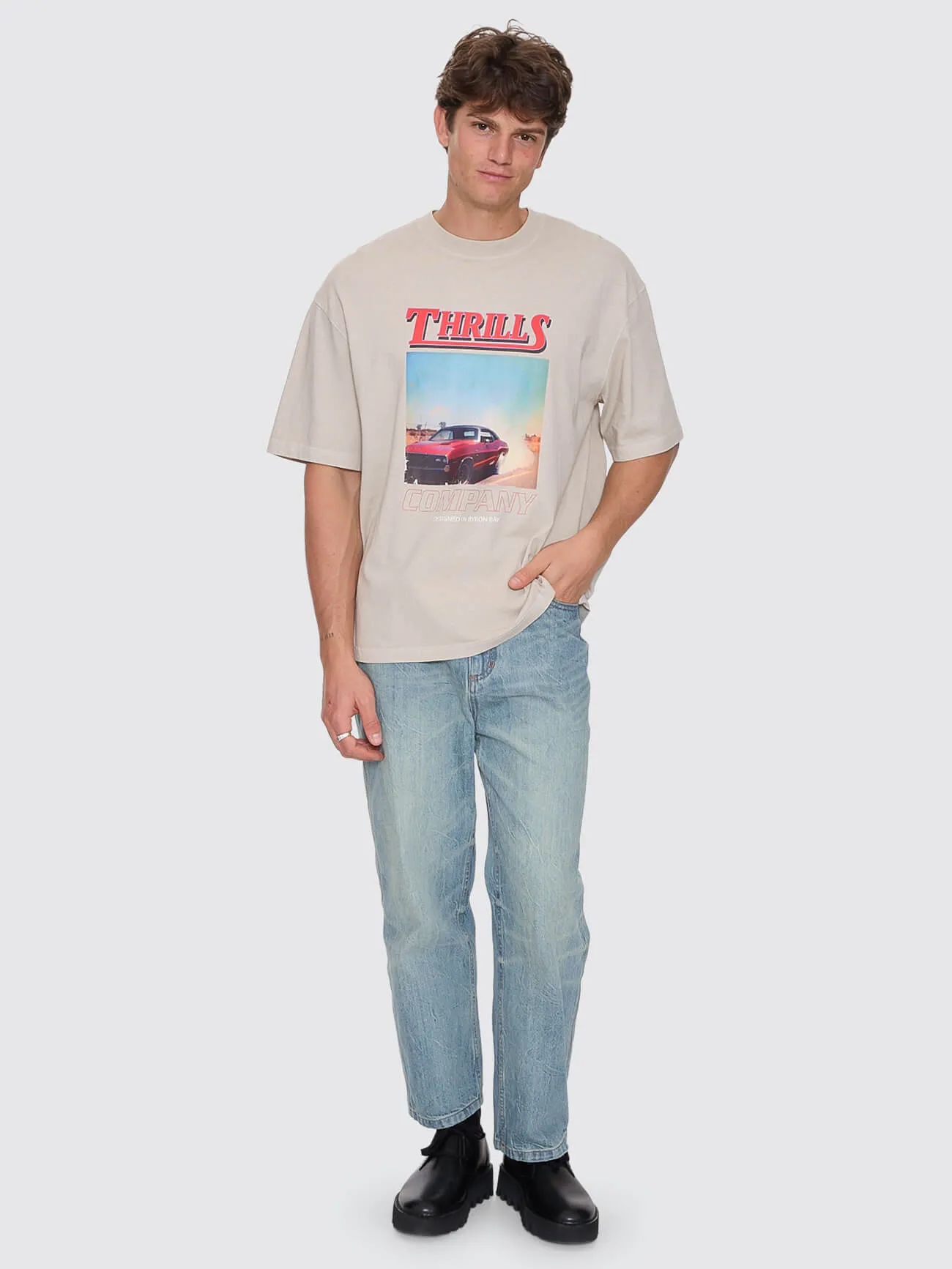 Skerrt Box Fit Oversize Cropped Tee - Oatmeal sold by Thrills product image thumbnail 3