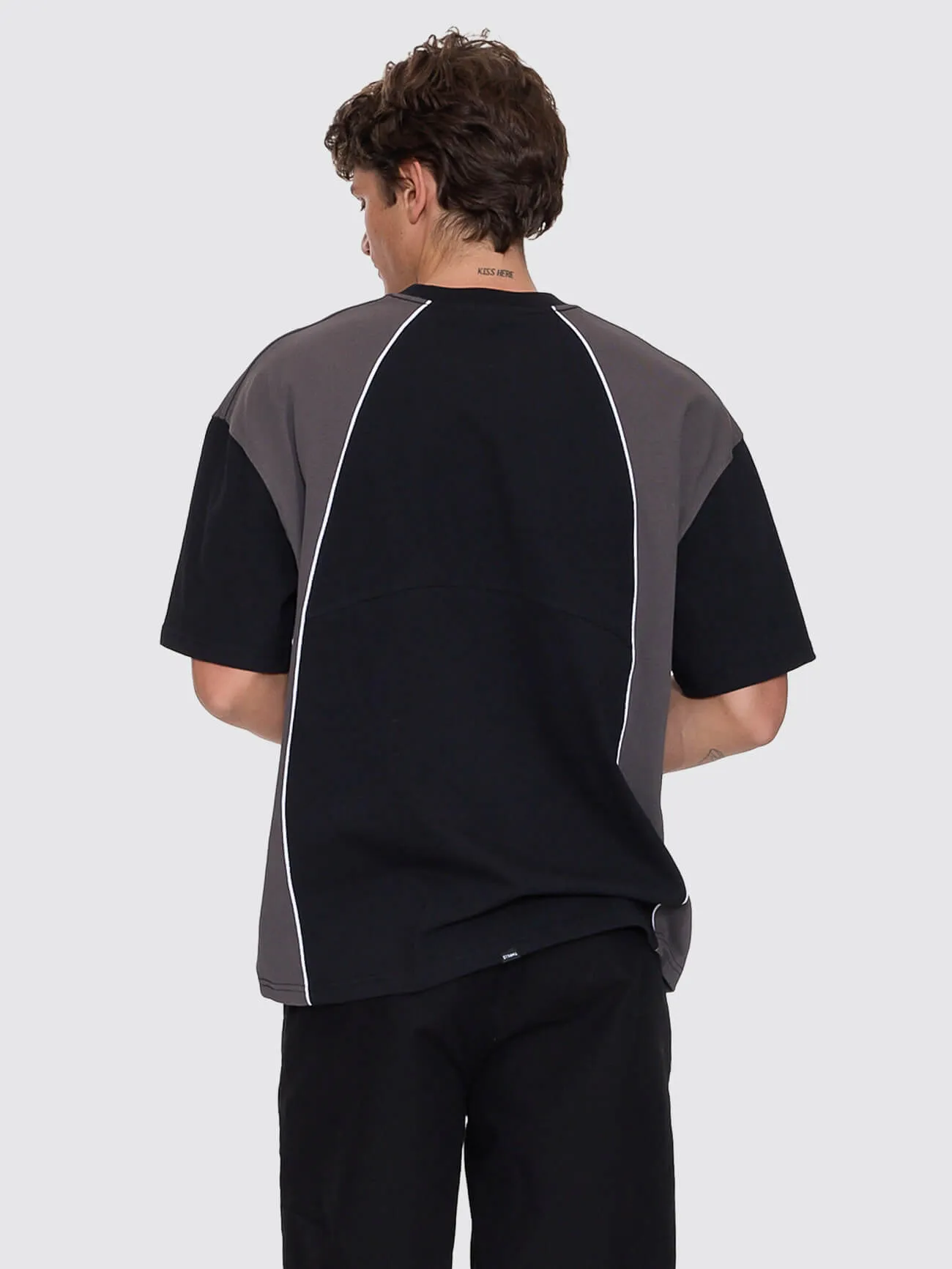Heavy Voltage Box Fit Oversize Cropped Piping Tee - Black sold by Thrills product image thumbnail 5
