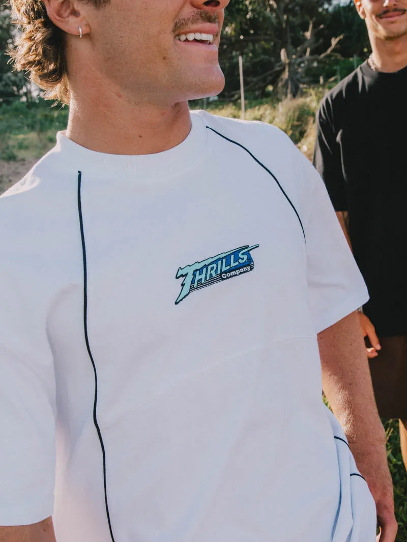 Heavy Voltage Box Fit Oversize Cropped Piping Tee - White sold by Thrills