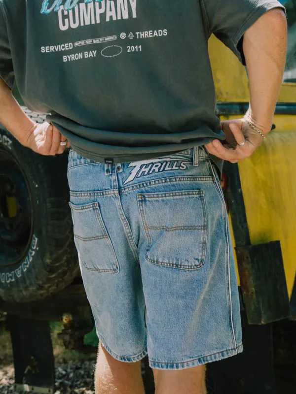 Heavy Voltage Slacker Relaxed Denim Short - Garage Blue sold by Thrills