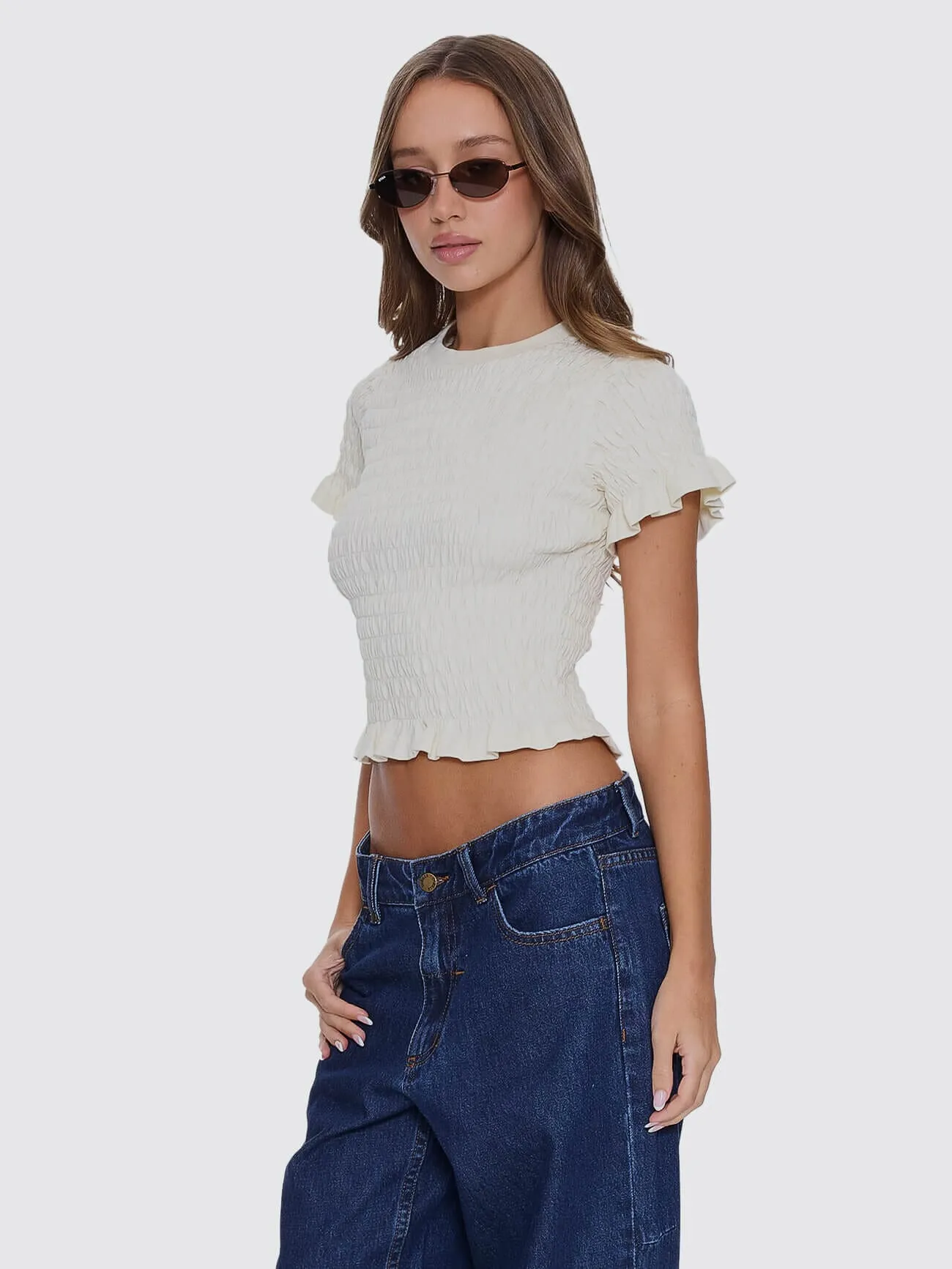 Against All Odds Shirred Tee - Butter Cream sold by Thrills product image thumbnail 5