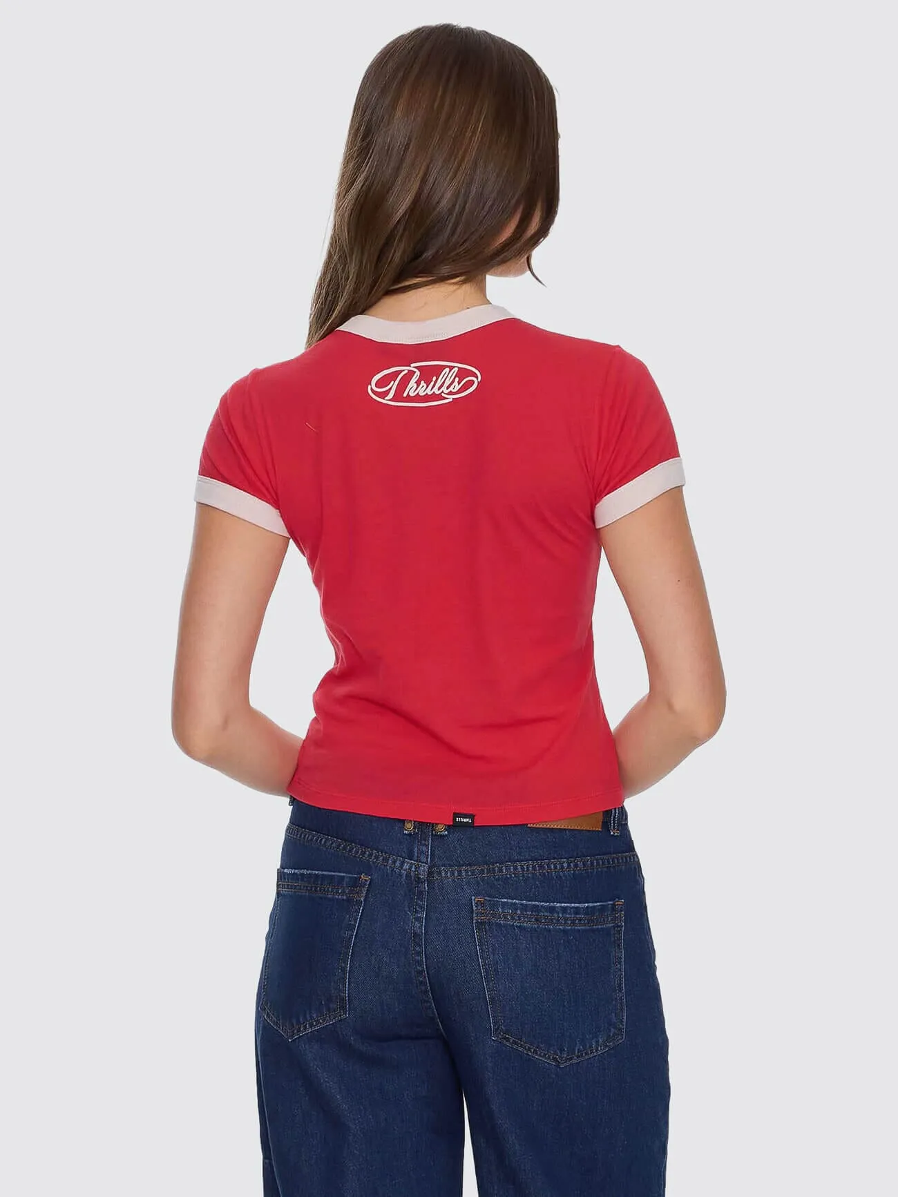 Hop On A Call Ringer Boy Tee - Flame Red sold by Thrills product image thumbnail 4