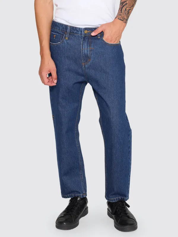 Chopped Slim Straight Cropped Denim Jean - Rinsed Ink made by Thrills