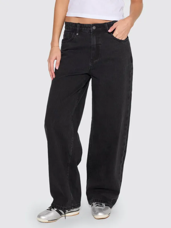 Tony Slouch Low Rise Big Baggy Jean - Aged Black made by Thrills