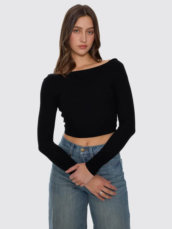 Reese Backless Long Sleeve Top - Black sold by Thrills