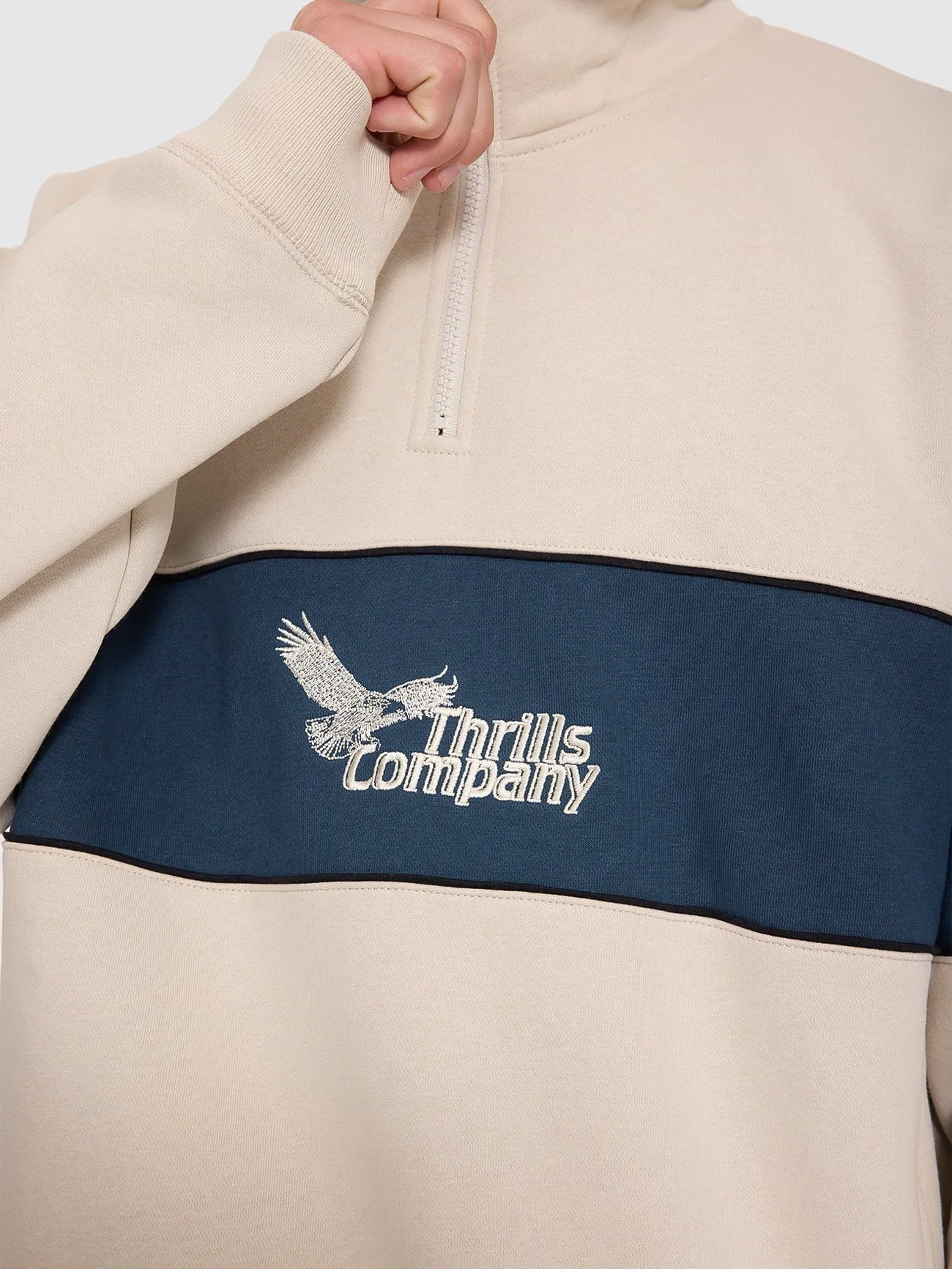 Between Chaos & Calm Quarter Zip Fleece - Oatmeal sold by Thrills product image thumbnail 2