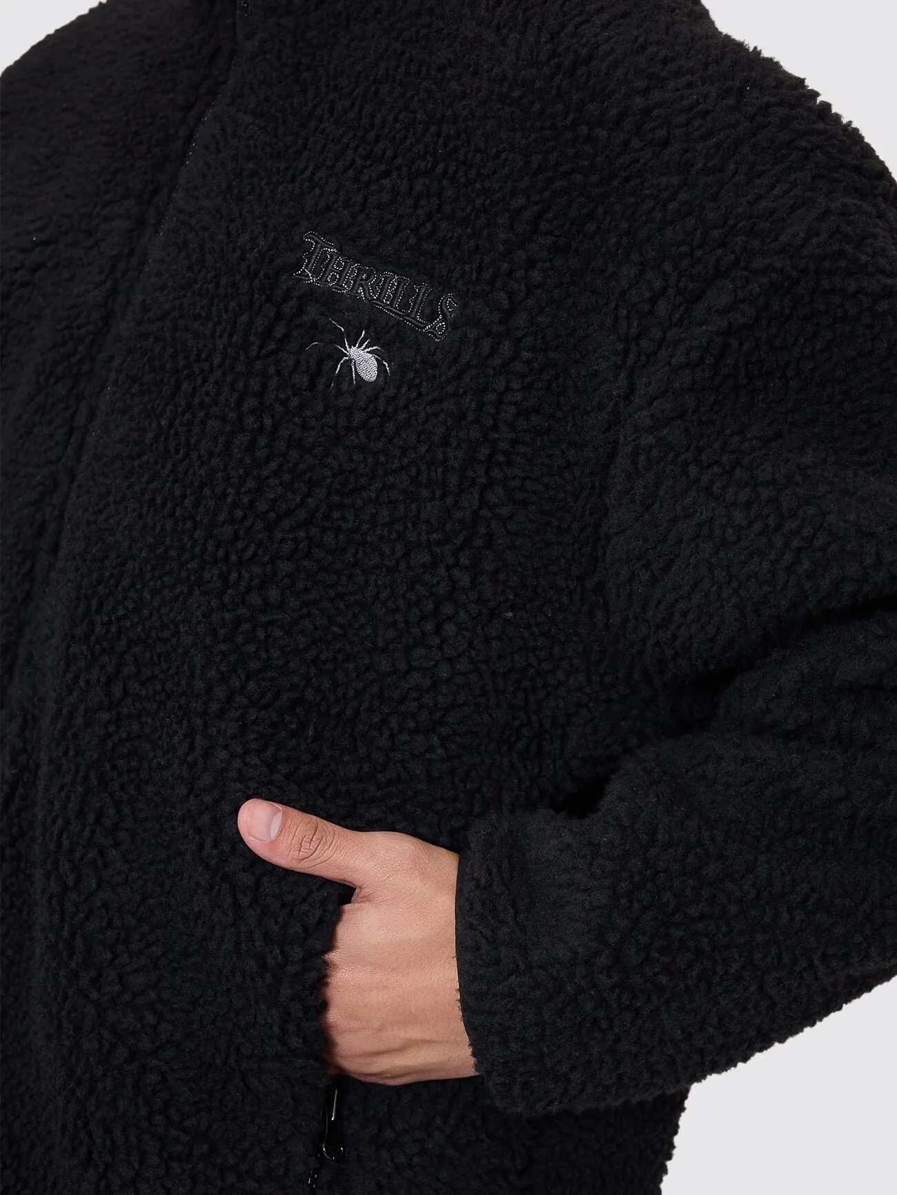 Web Of Deceit Cropped Sherpa Jacket - Black sold by Thrills product image thumbnail 2