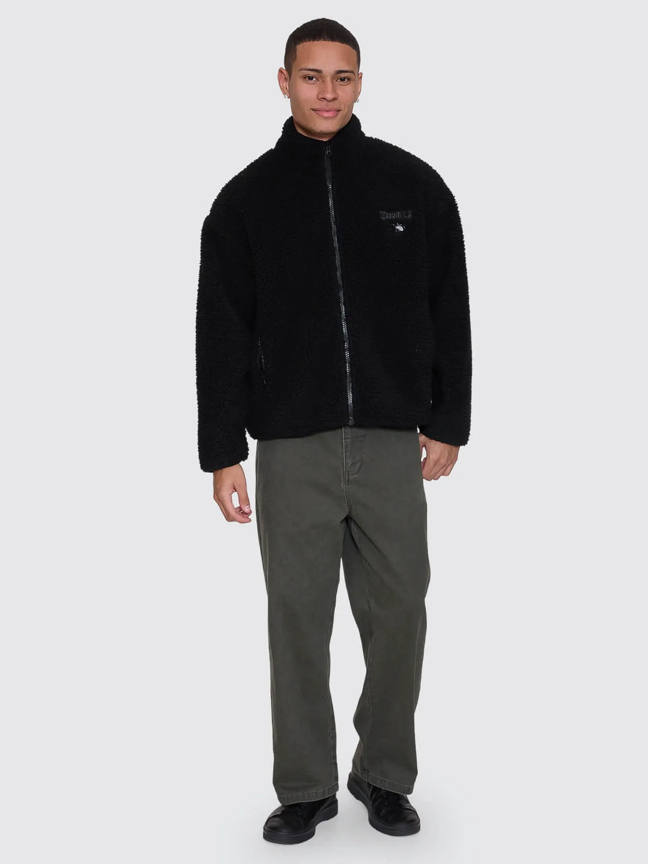 Web Of Deceit Cropped Sherpa Jacket - Black sold by Thrills product image thumbnail 3
