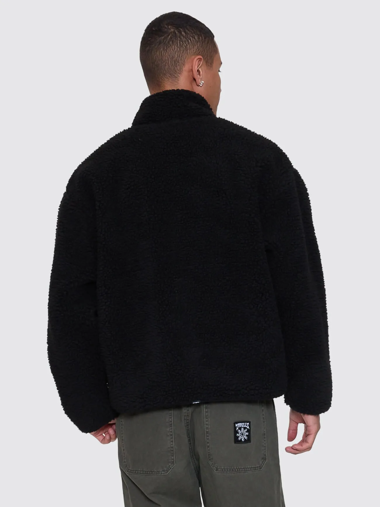 Web Of Deceit Cropped Sherpa Jacket - Black sold by Thrills product image thumbnail 5