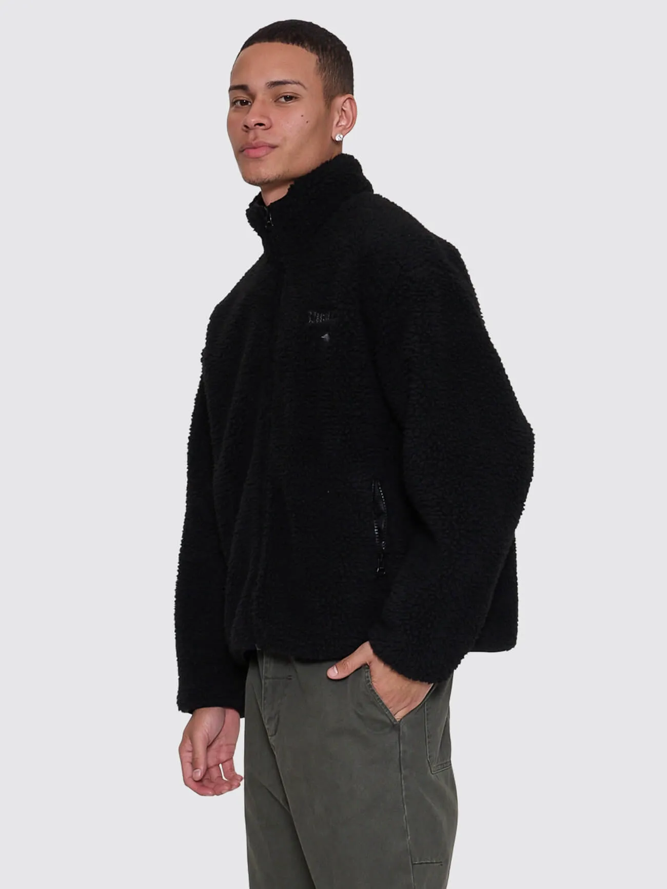 Web Of Deceit Cropped Sherpa Jacket - Black sold by Thrills product image thumbnail 4