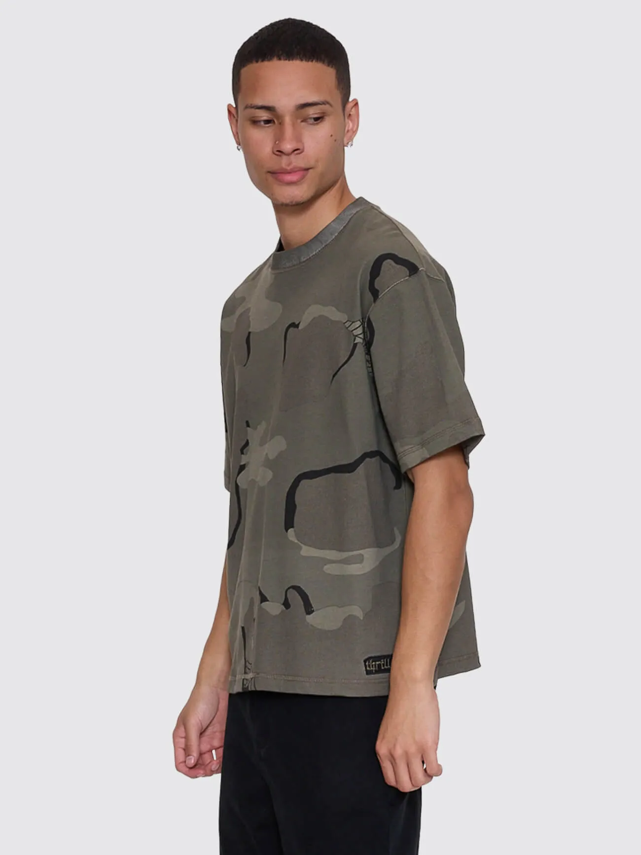 Rose Brigade Camo Box Fit Oversize Cropped Tee - Camo Web sold by Thrills product image thumbnail 4