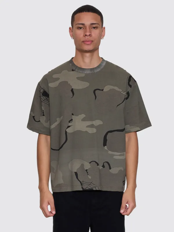Rose Brigade Camo Box Fit Oversize Cropped Tee - Camo Web made by Thrills