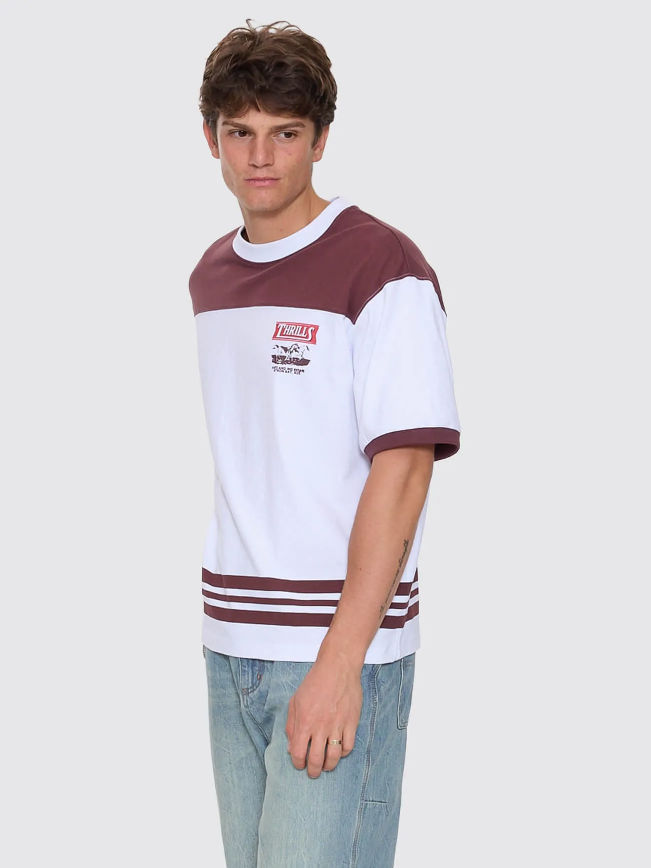 Deep In The Heart Of Byron Box Fit Oversize Cropped Panel Tee - Bitter Chocolate sold by Thrills product image thumbnail 4