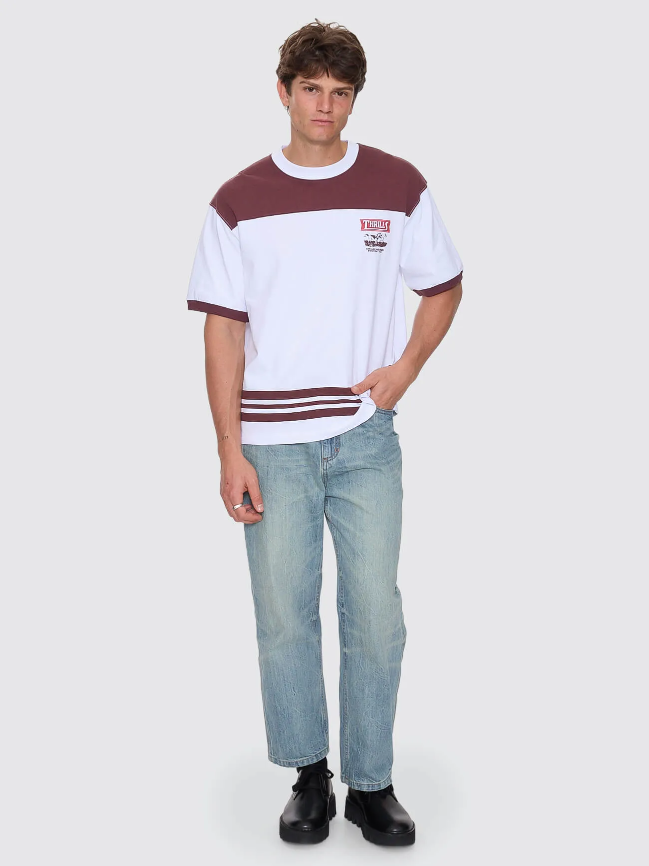 Deep In The Heart Of Byron Box Fit Oversize Cropped Panel Tee - Bitter Chocolate sold by Thrills product image thumbnail 3