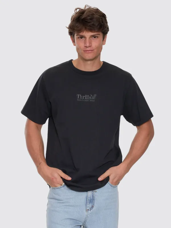 Thrills Workwear Embro Merch Fit Tee - Pirate Black sold by Thrills