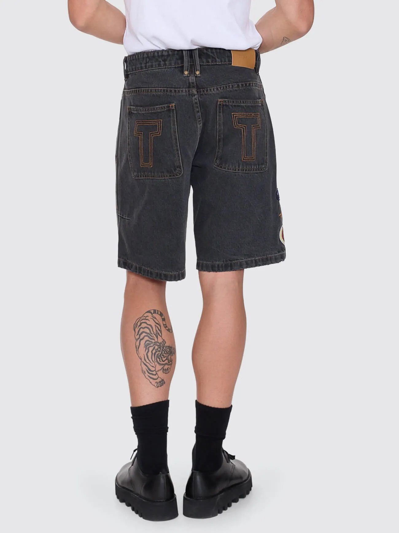 Against All Odds Mid Slacker Relaxed Long Denim Short - Ash Black sold by Thrills product image thumbnail 5
