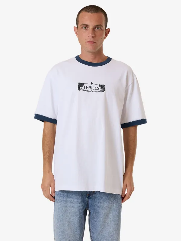 Garden State Oversize Fit Ringer Tee - White made by Thrills