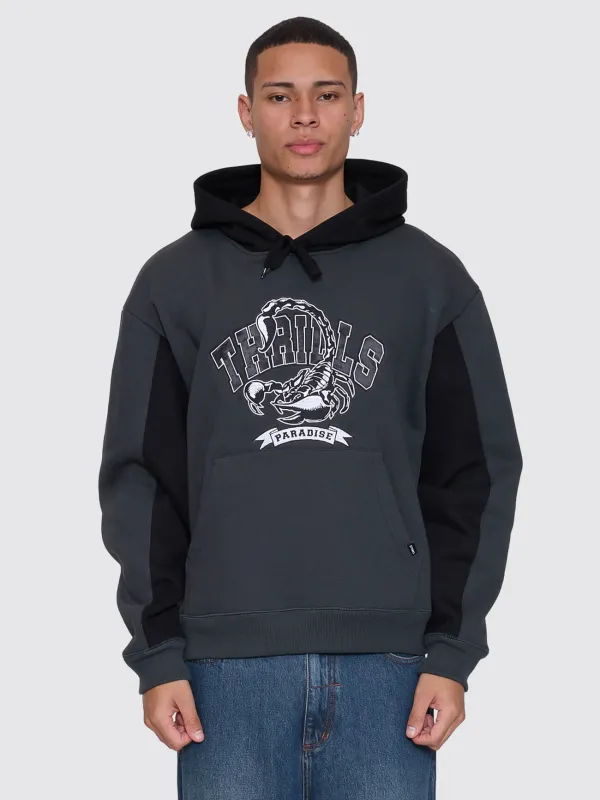 Sting Of Defeat Slouch Pull On Cropped Hood - Carbon made by Thrills