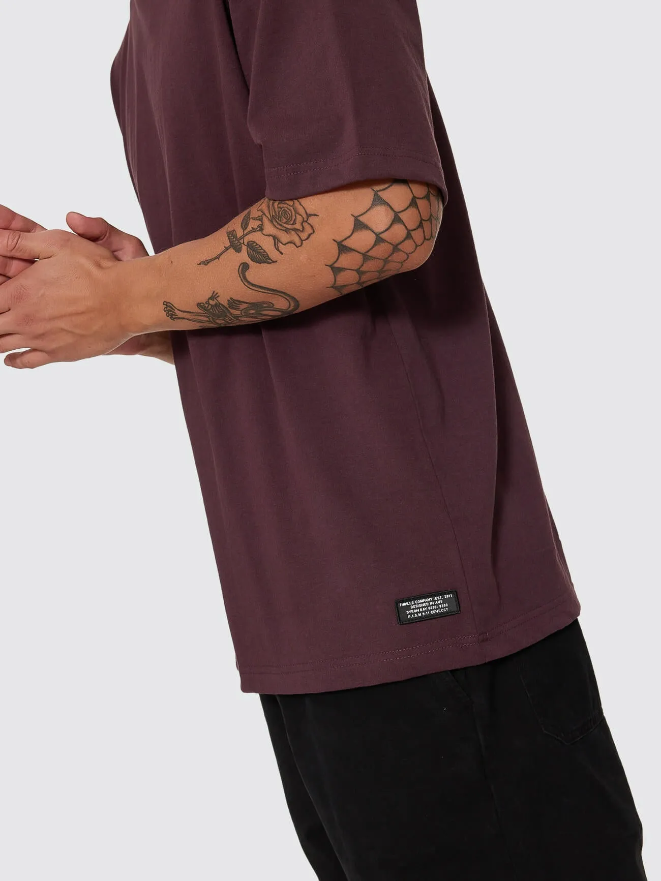 Thrills Military Oversize Tee - Aubergine sold by Thrills product image thumbnail 4