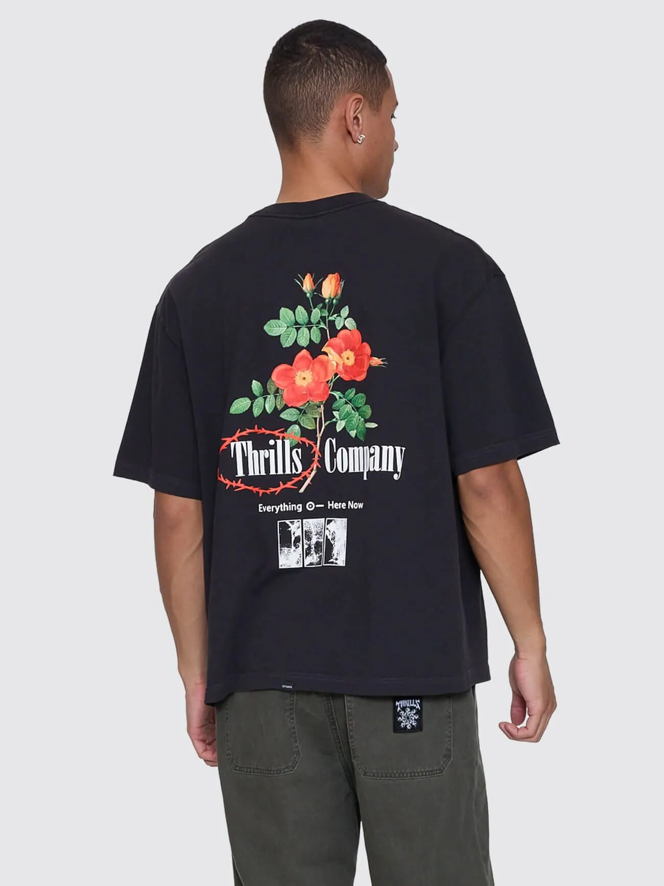 Everything Here Now Box Fit Oversize Cropped Tee - Faded Black sold by Thrills product image thumbnail 2