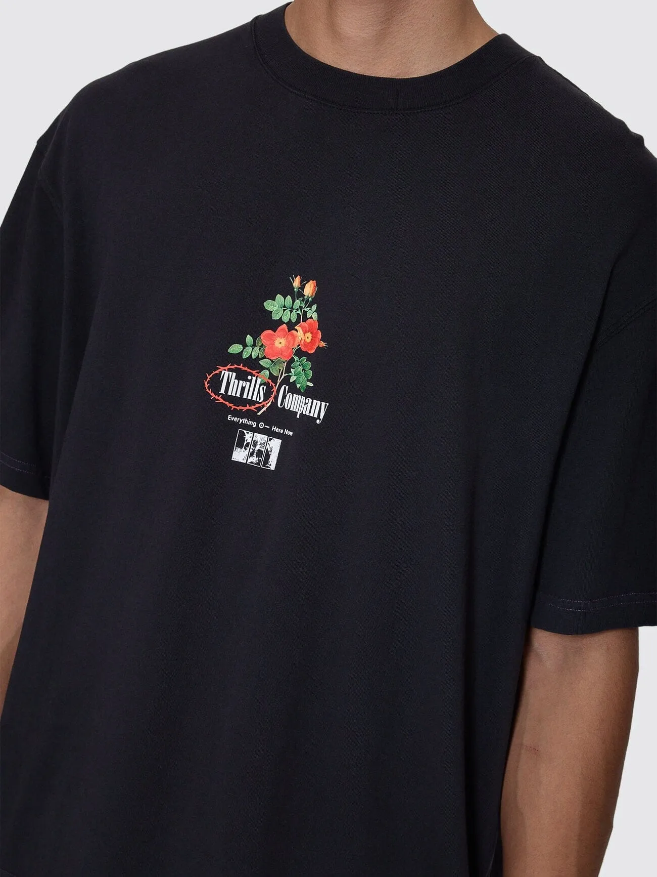 Everything Here Now Box Fit Oversize Cropped Tee - Faded Black sold by Thrills product image thumbnail 4