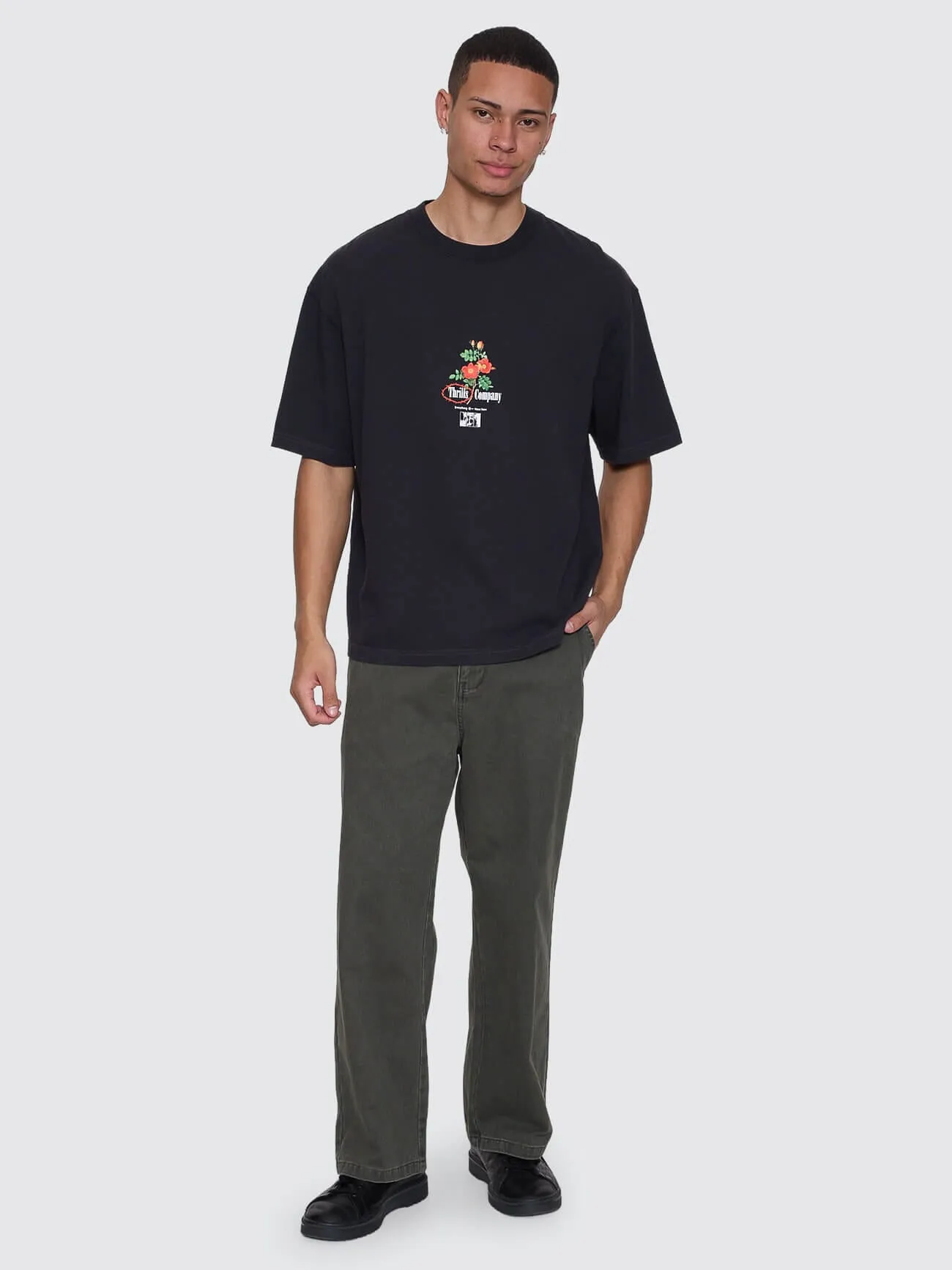 Everything Here Now Box Fit Oversize Cropped Tee - Faded Black sold by Thrills product image thumbnail 3