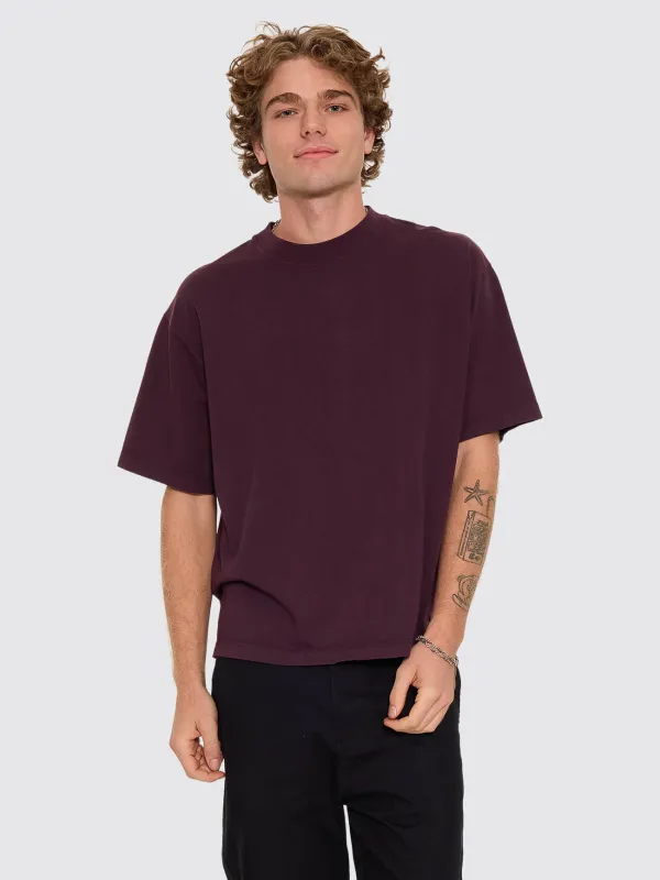 Thrills Military Oversize Box Crop Tee - Aubergine made by Thrills