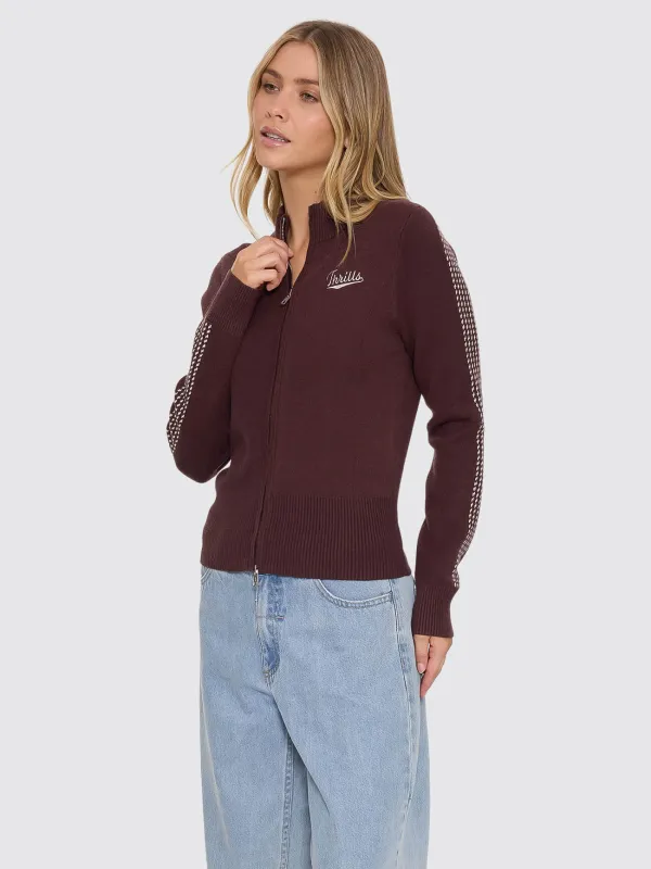 Final Call Zip Knit Sweater - Bitter Chocolate made by Thrills