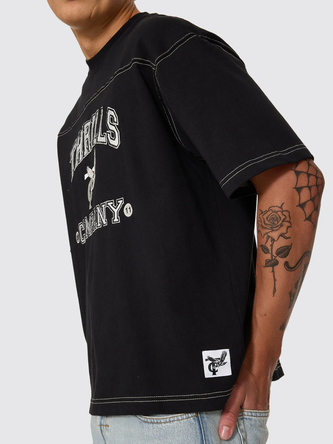 Heavy Recruitment Applique Oversize Box Crop Tee - Black sold by Thrills product image thumbnail 5