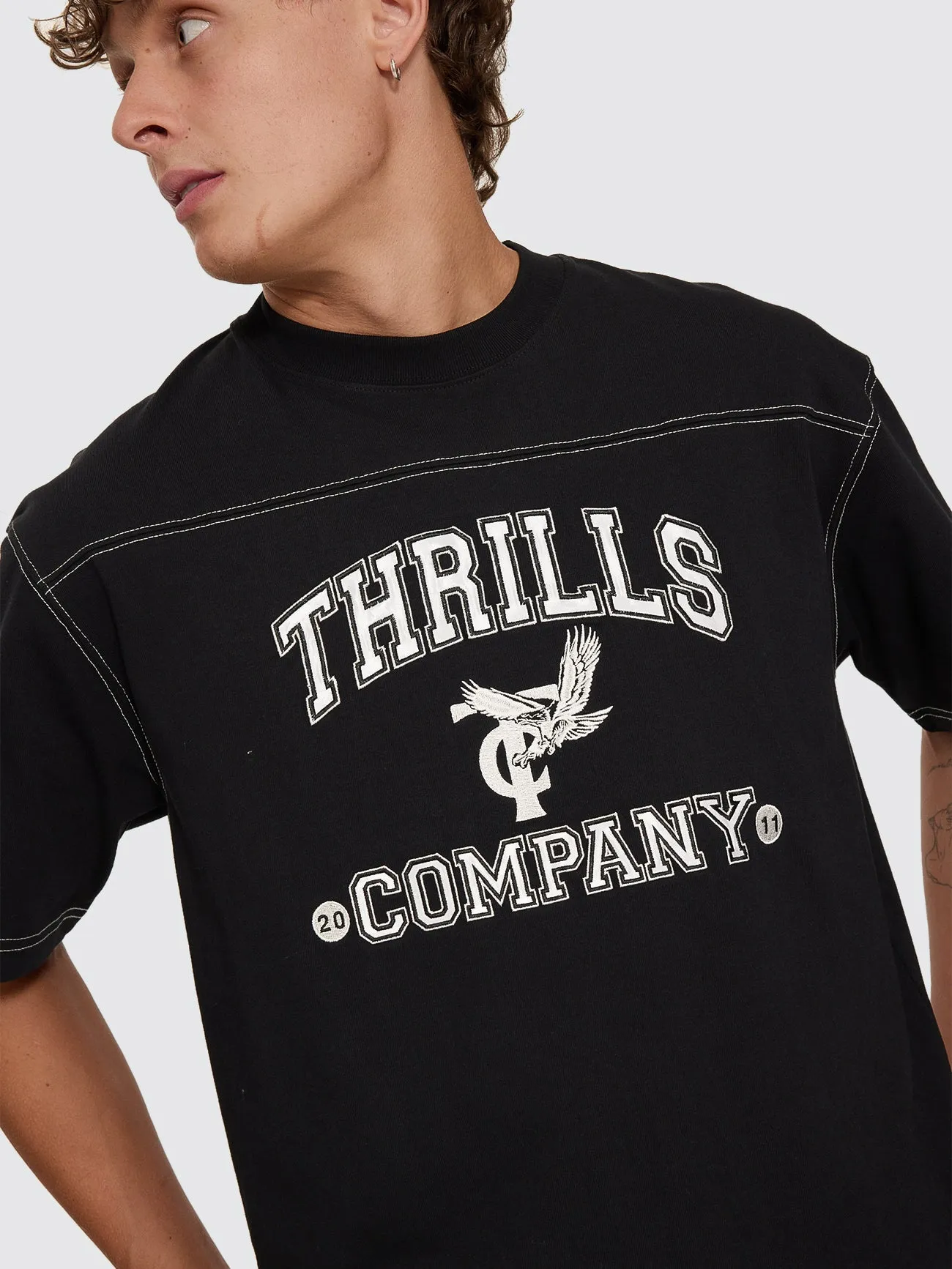 Heavy Recruitment Applique Oversize Box Crop Tee - Black sold by Thrills product image thumbnail 2