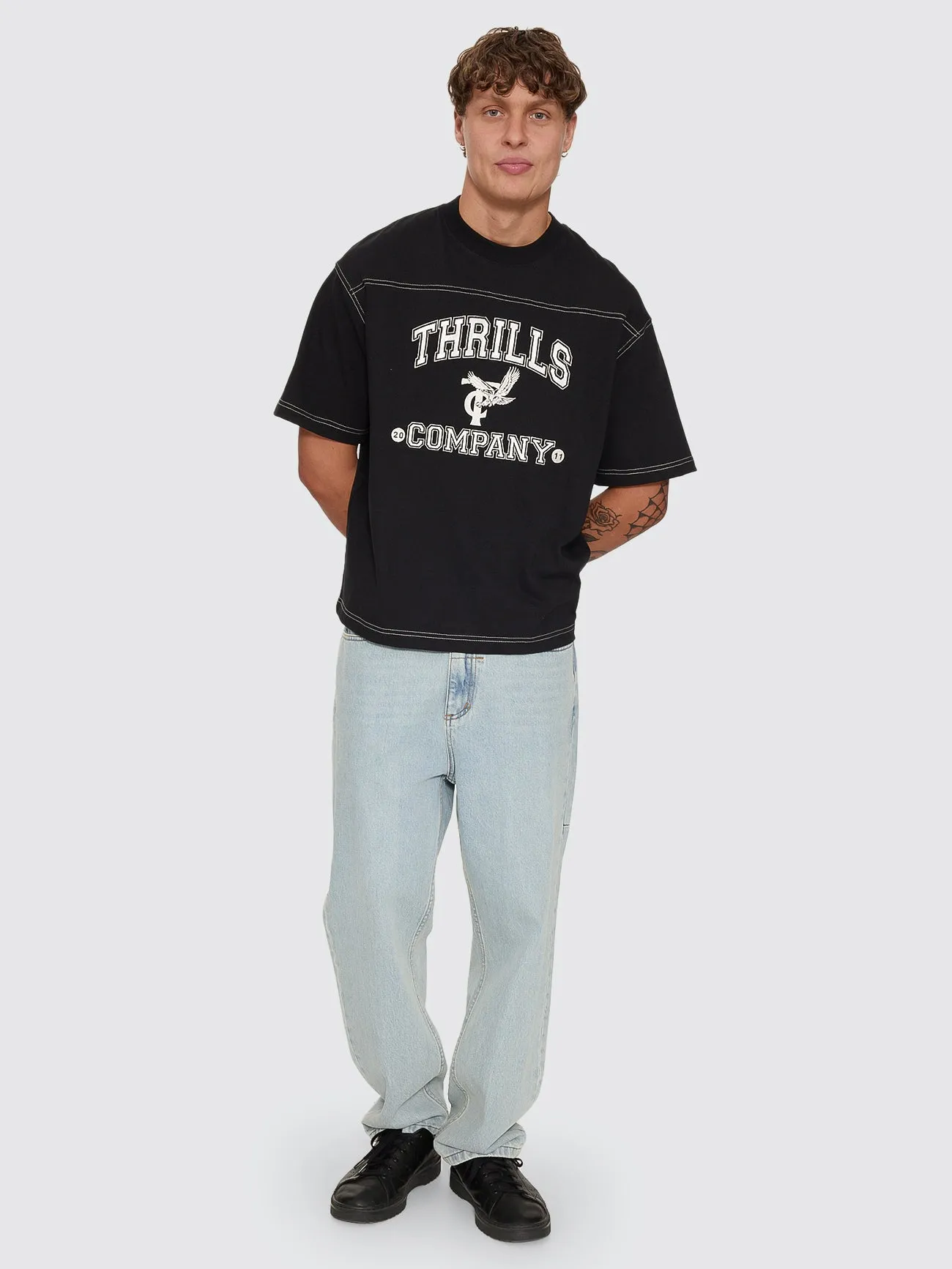 Heavy Recruitment Applique Oversize Box Crop Tee - Black sold by Thrills product image thumbnail 3
