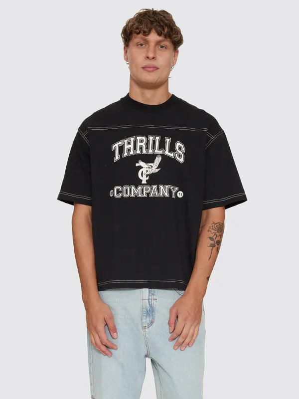 Heavy Recruitment Applique Oversize Box Crop Tee - Black made by Thrills