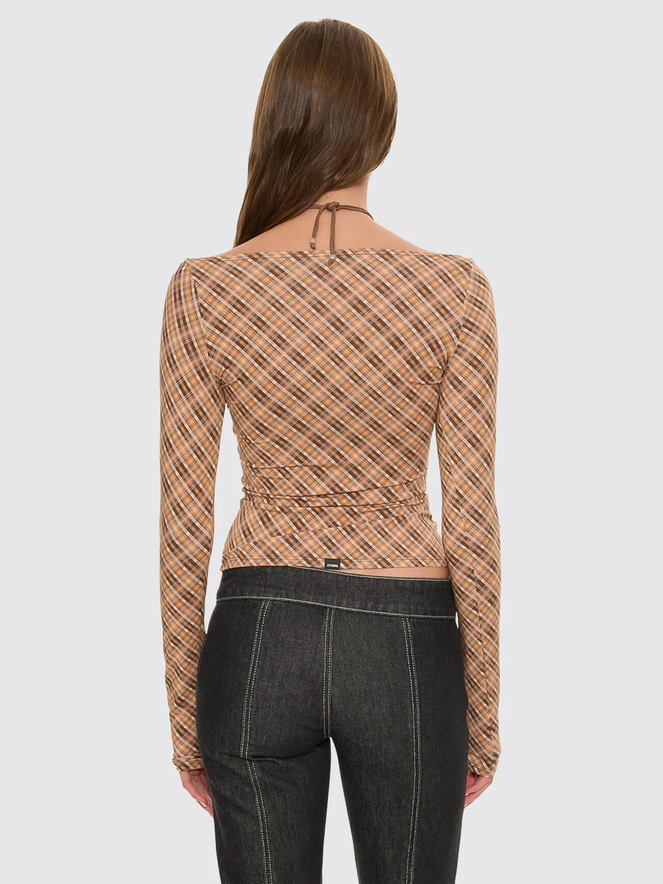 No Vacancy Check Long Sleeve Top - Cinnamon sold by Thrills product image thumbnail 5
