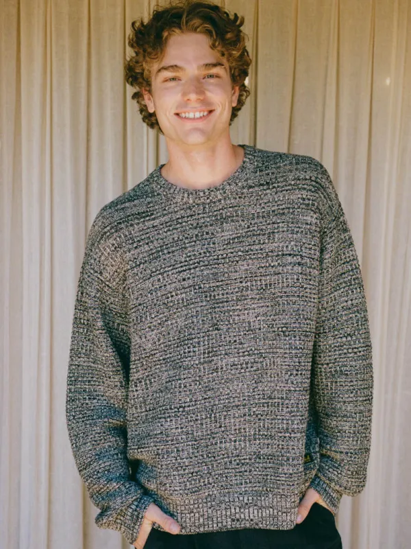 Thrills Union Box Crop Crew Knit - Carbon Marle made by Thrills