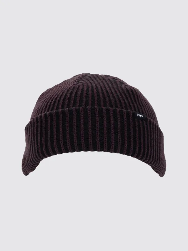 Thrills Classic Ribbed Beanie - Black Deep Plum made by Thrills