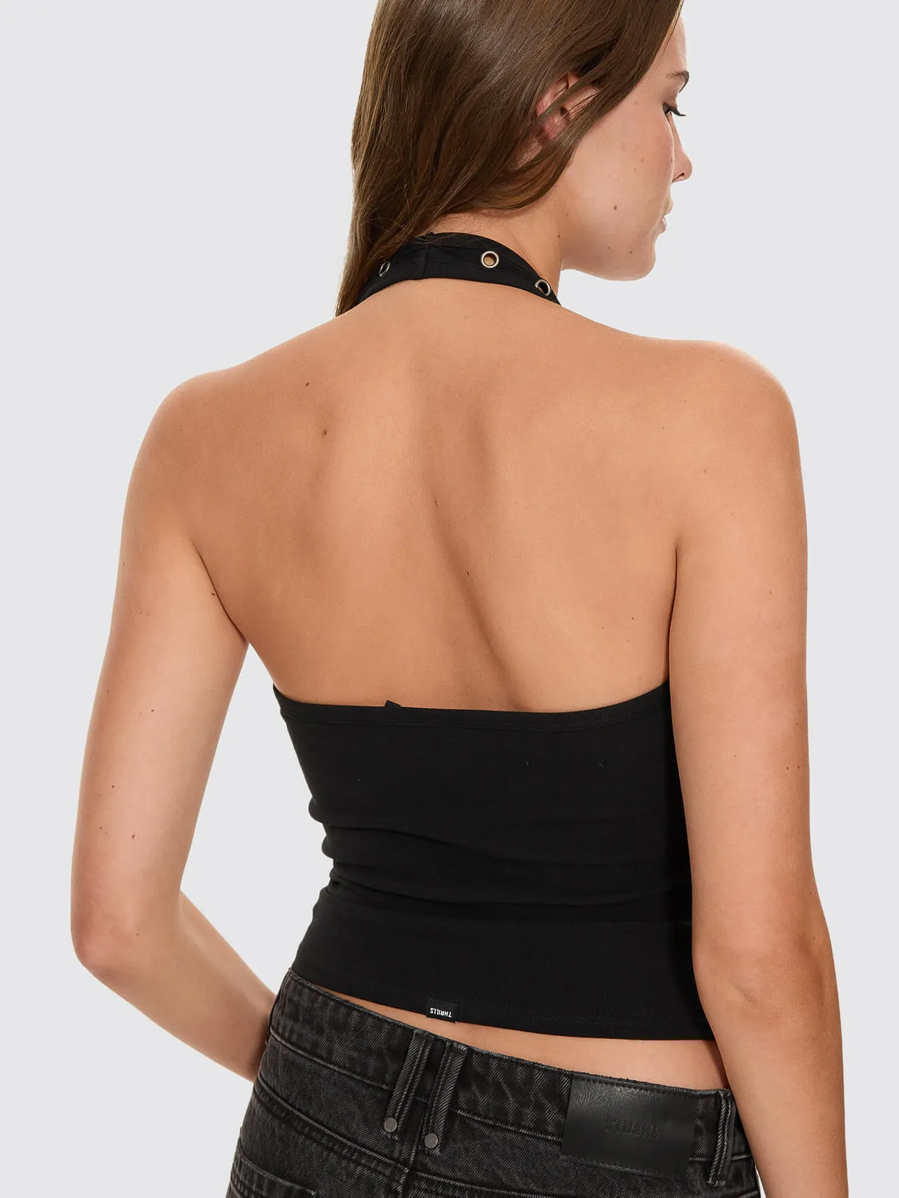 Living Easy Eyelet Halter Top - Black sold by Thrills product image thumbnail 2