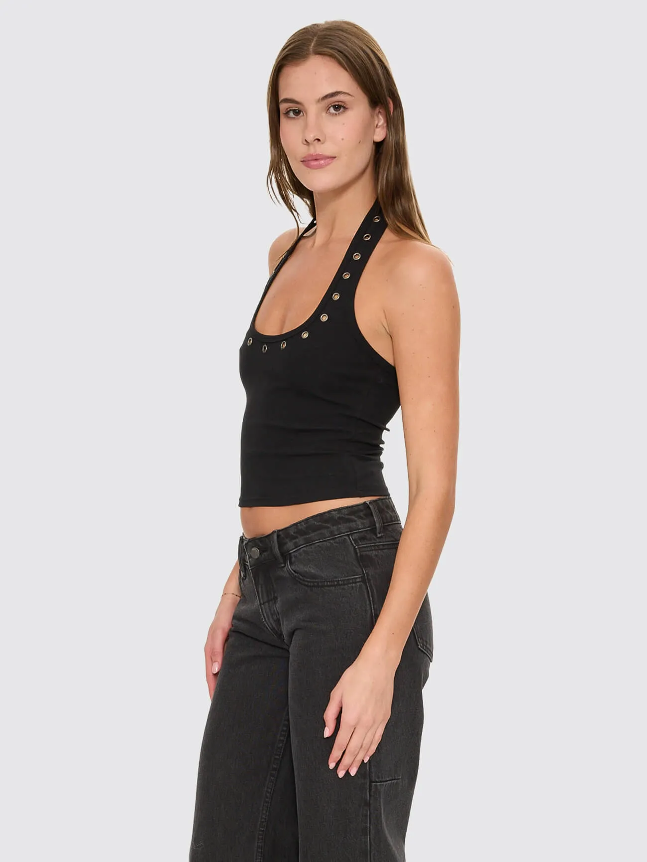 Living Easy Eyelet Halter Top - Black sold by Thrills product image thumbnail 4