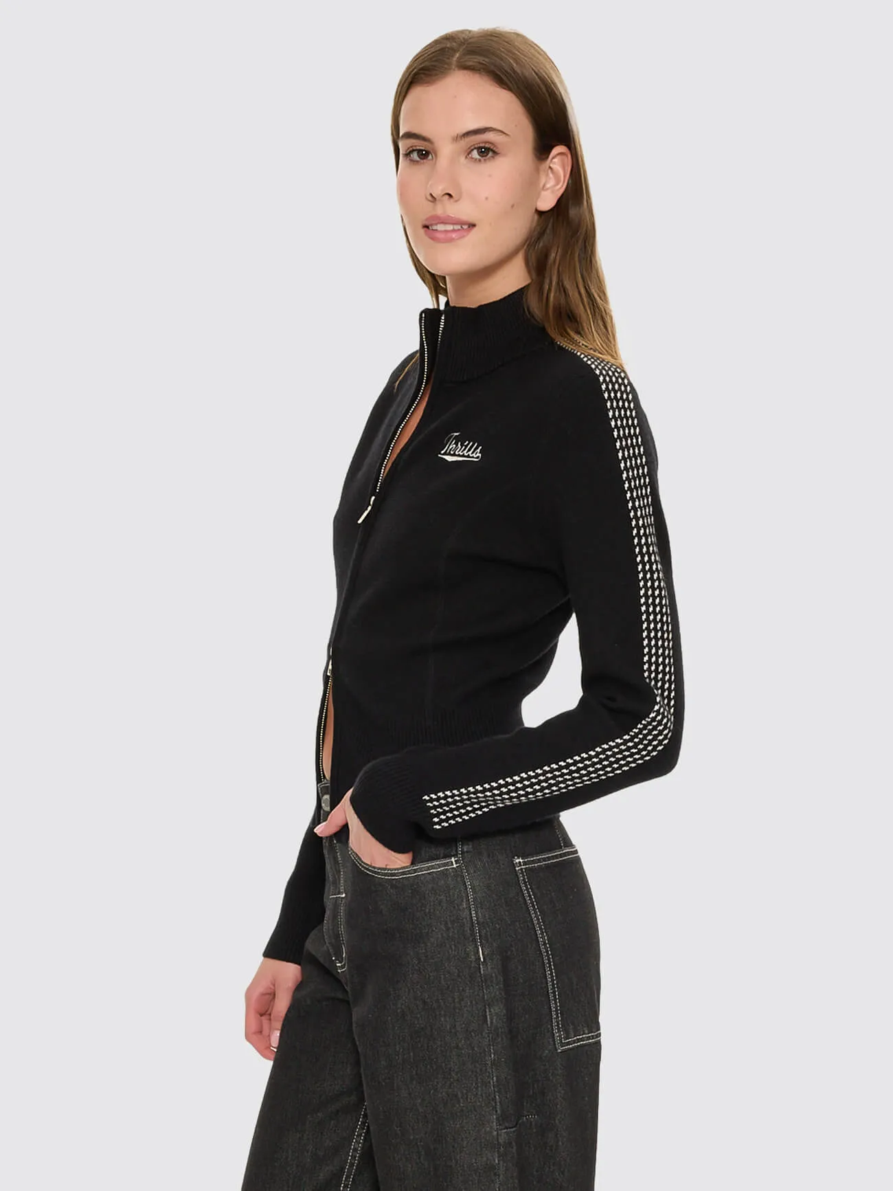 Final Call Zip Knit Sweater - Black sold by Thrills product image thumbnail 2